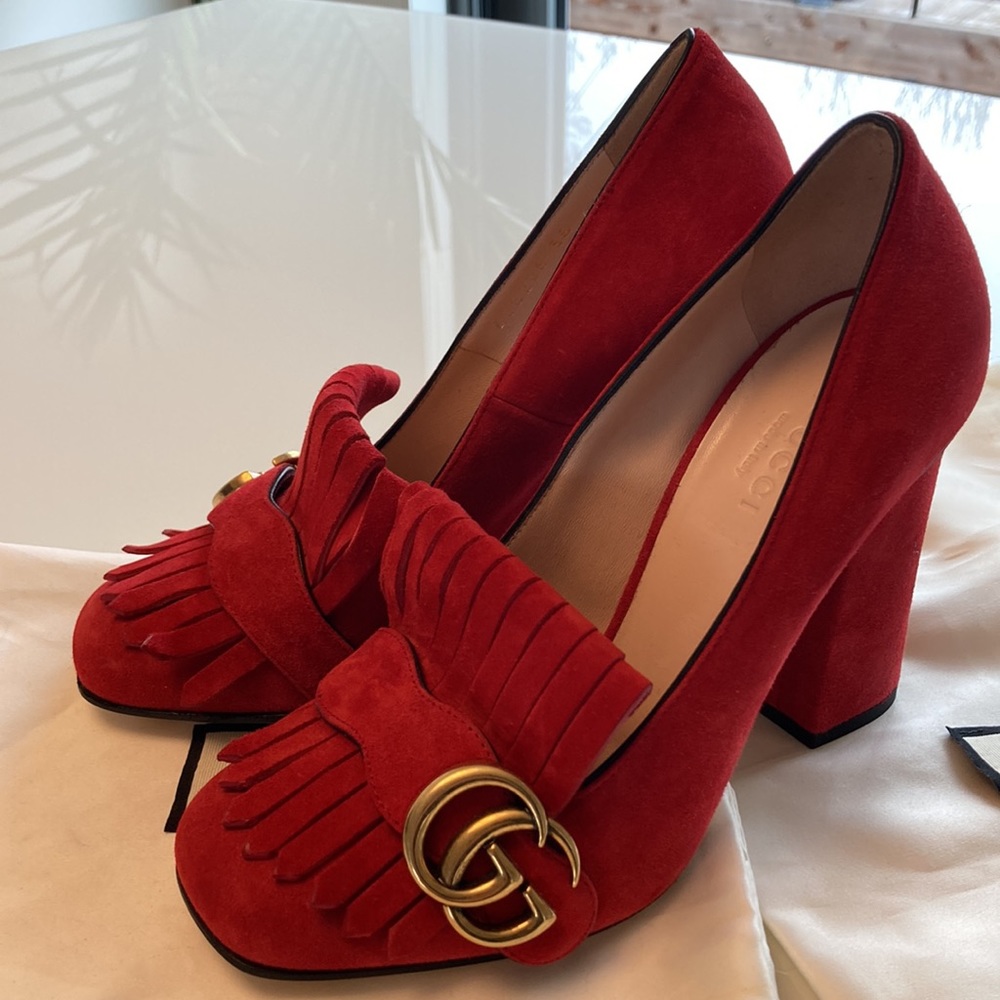 Cute red Gucci loafers,